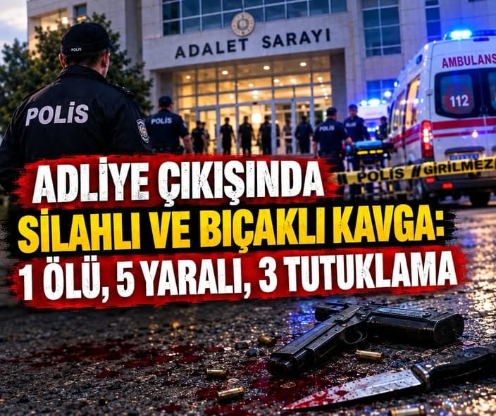 Adliye çıkışında birbirlerine girdiler! Silahlı ve bıçaklı kavgada 1 kişi öldü, 3 kişi yaralandı